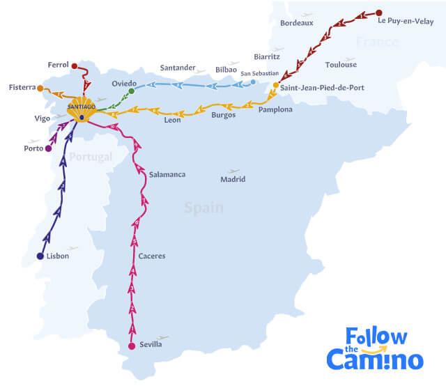 Camino routes map
