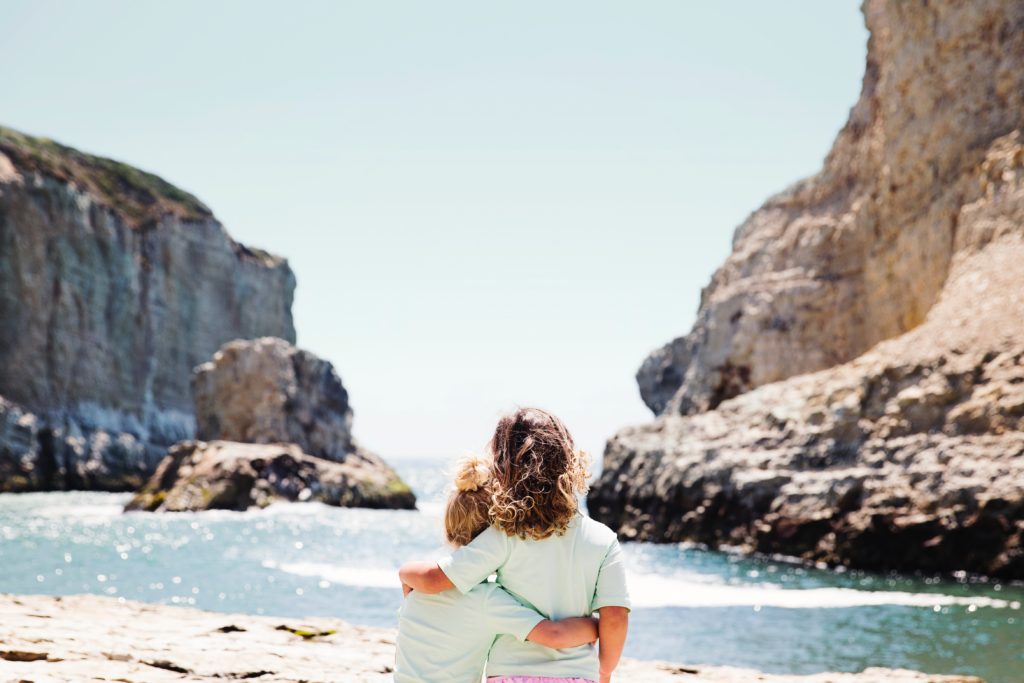 Kids Enjoying View on Ocean