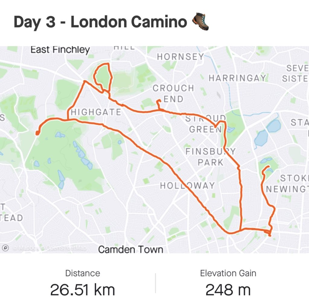 Aneka's London Virtual Camino map