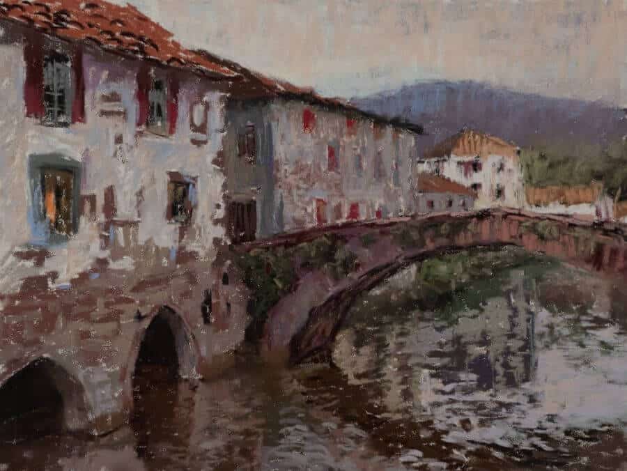 Painting number 91 (close up) St Jean-Pied-de-Port by Sharon Bamber 