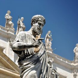 saint peter outside the vatican in rome at the end of the via francigena pilgrimage walk