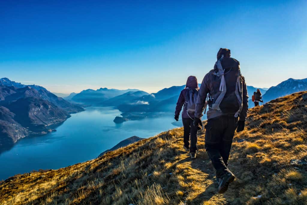 Pilgrims walking in winter
